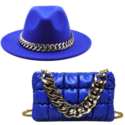 Fedora Hat Women & Luxury Gold Chain