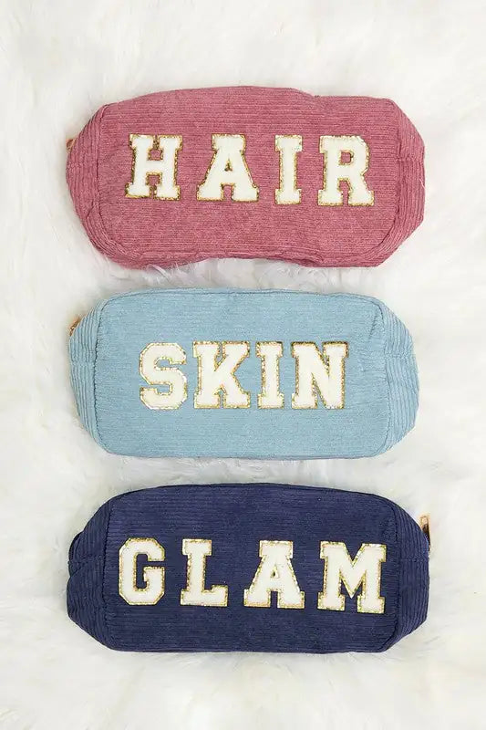 Corduroy Makeup Cosmetic Chenille Letter Bag