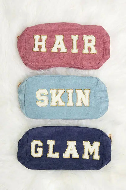 Corduroy Makeup Cosmetic Chenille Letter Bag