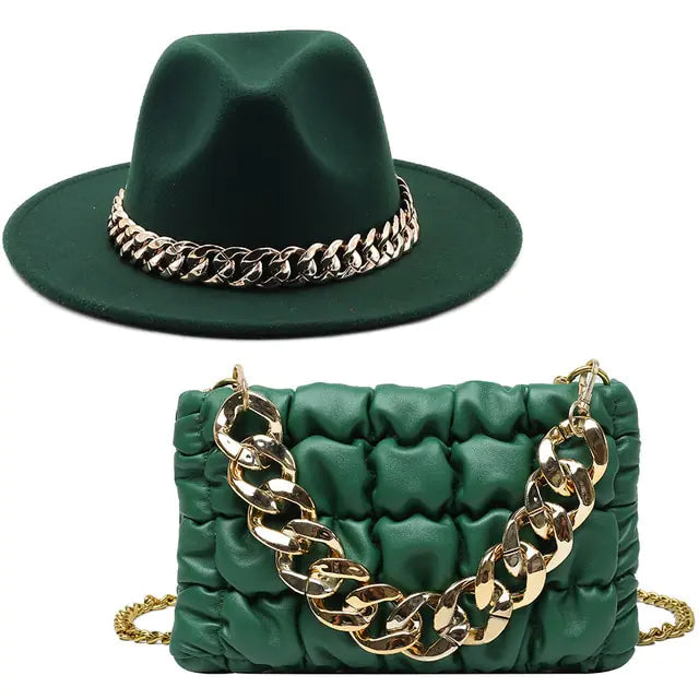 Fedora Hat Women & Luxury Gold Chain