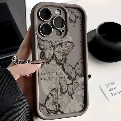 Art Oil Painting Butterfly Soft Phone Case for iPhone 15 14 Pro Max