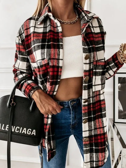 Oversize Women's Plaid Shirt Jacket