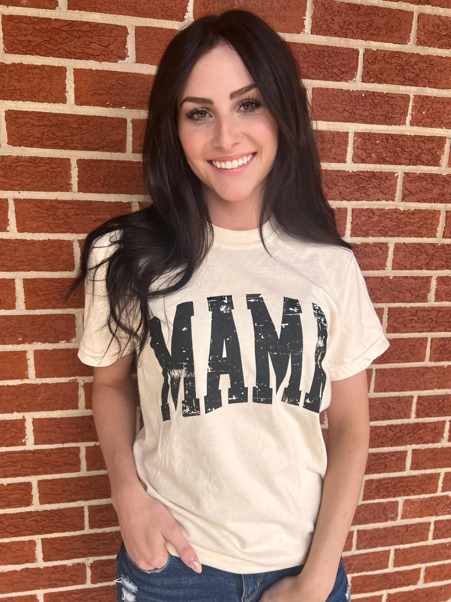 Distressed Arch Mama Tee