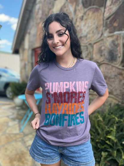 Pumpkins Smores Hayrides Bonfires Tee