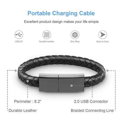 Portable Leather Phone Data Cables