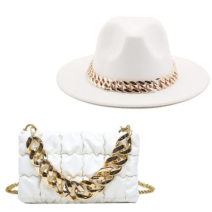 Fedora Hat Women & Luxury Gold Chain