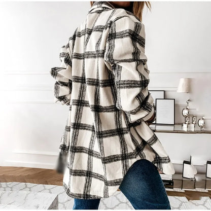 Oversize Women's Plaid Shirt Jacket