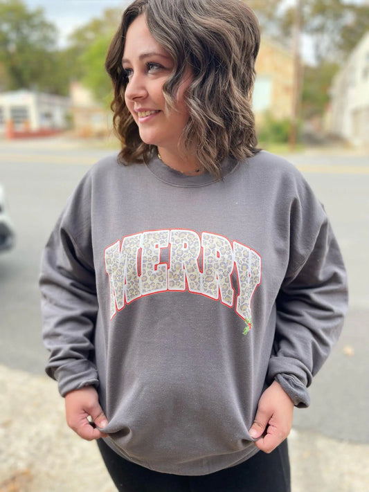 Vintage Leopard Merry Sweatshirt