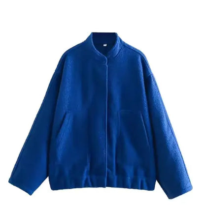 Women's V-Neck Bomber Jacket with Ruffled Sleeves