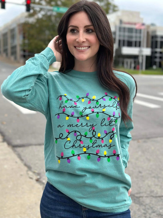 Merry Little Christmas Comfort Colors Long Sleeve Tee