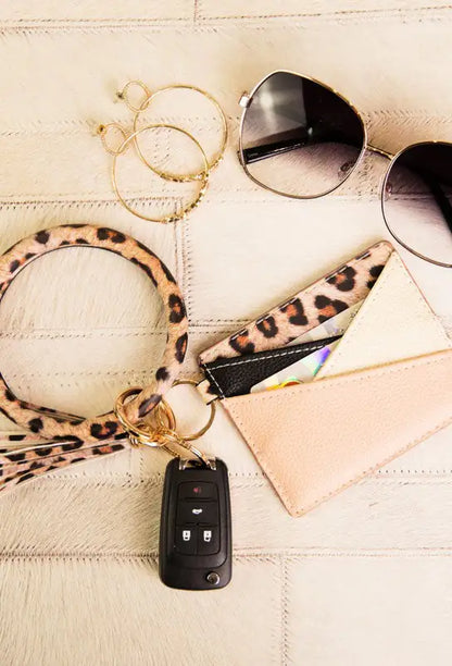 Farrah Leopard Key Ring Wallet Bracelet Combo