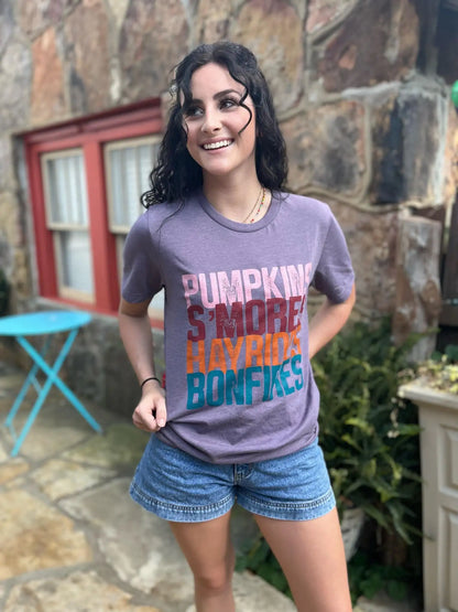 Pumpkins Smores Hayrides Bonfires Tee