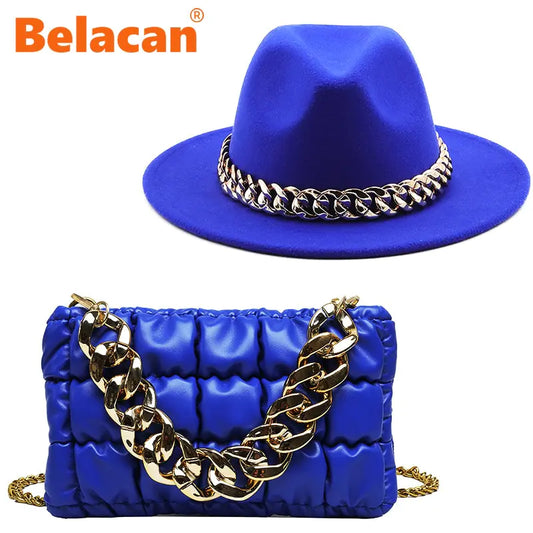 Fedora Hat Women & Luxury Gold Chain