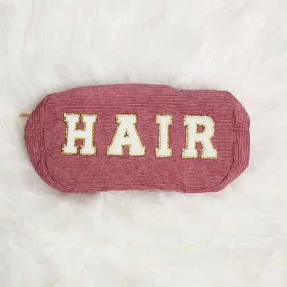 Corduroy Makeup Cosmetic Chenille Letter Bag