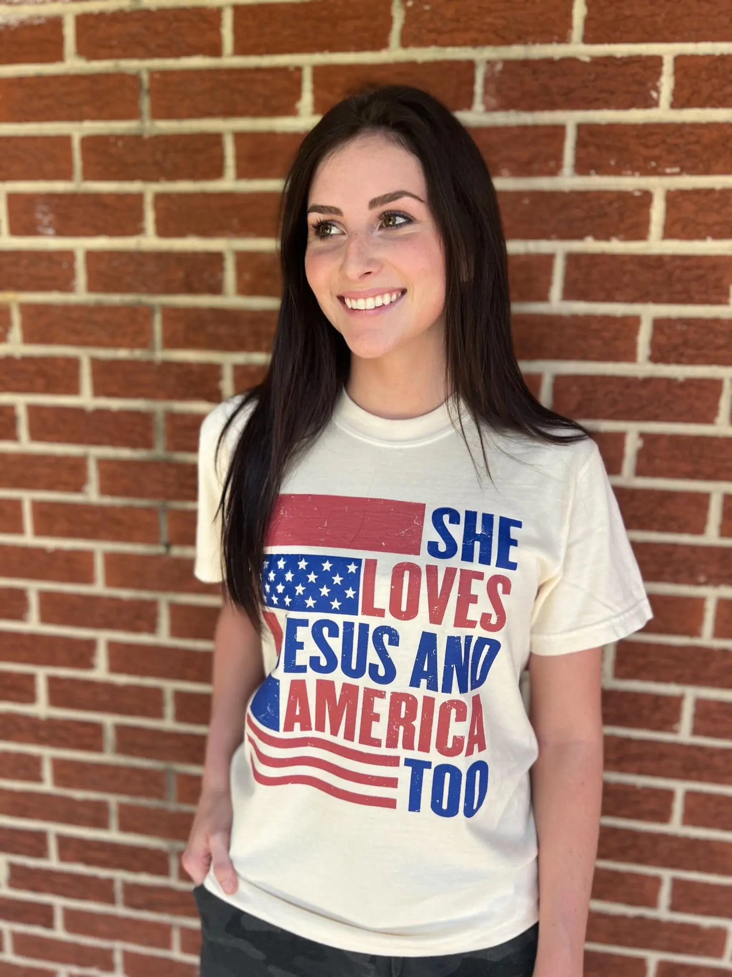 She Loves Jesus and America Too Tee