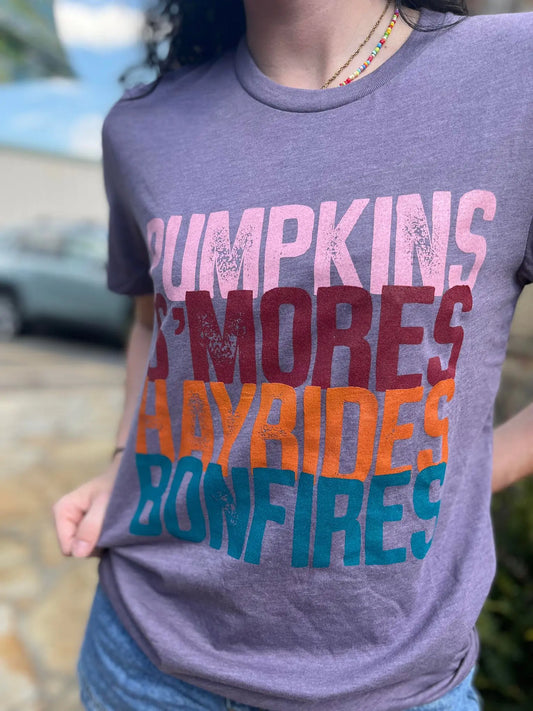 Pumpkins Smores Hayrides Bonfires Tee