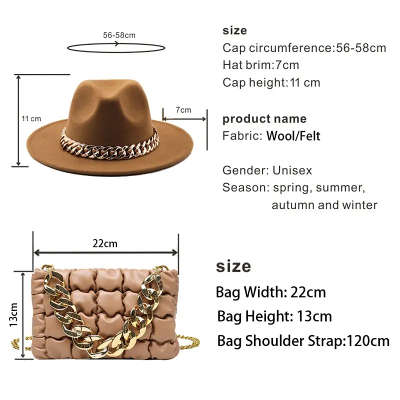 Fedora Hat Women & Luxury Gold Chain