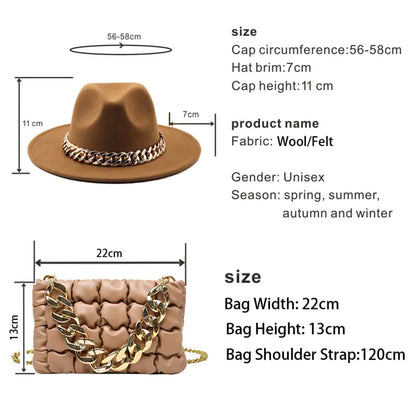 Fedora Hat Women & Luxury Gold Chain