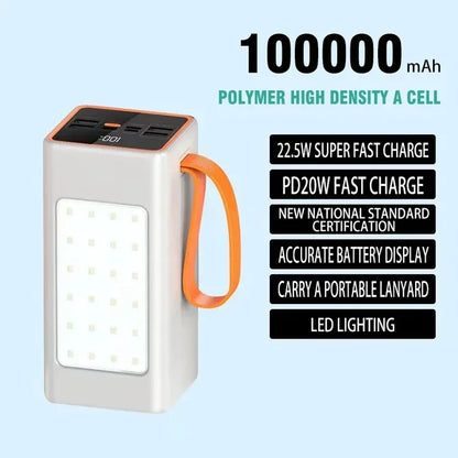 Power Bank 200000mAh Waterproof Rechargeable Battery For Mobile Phone